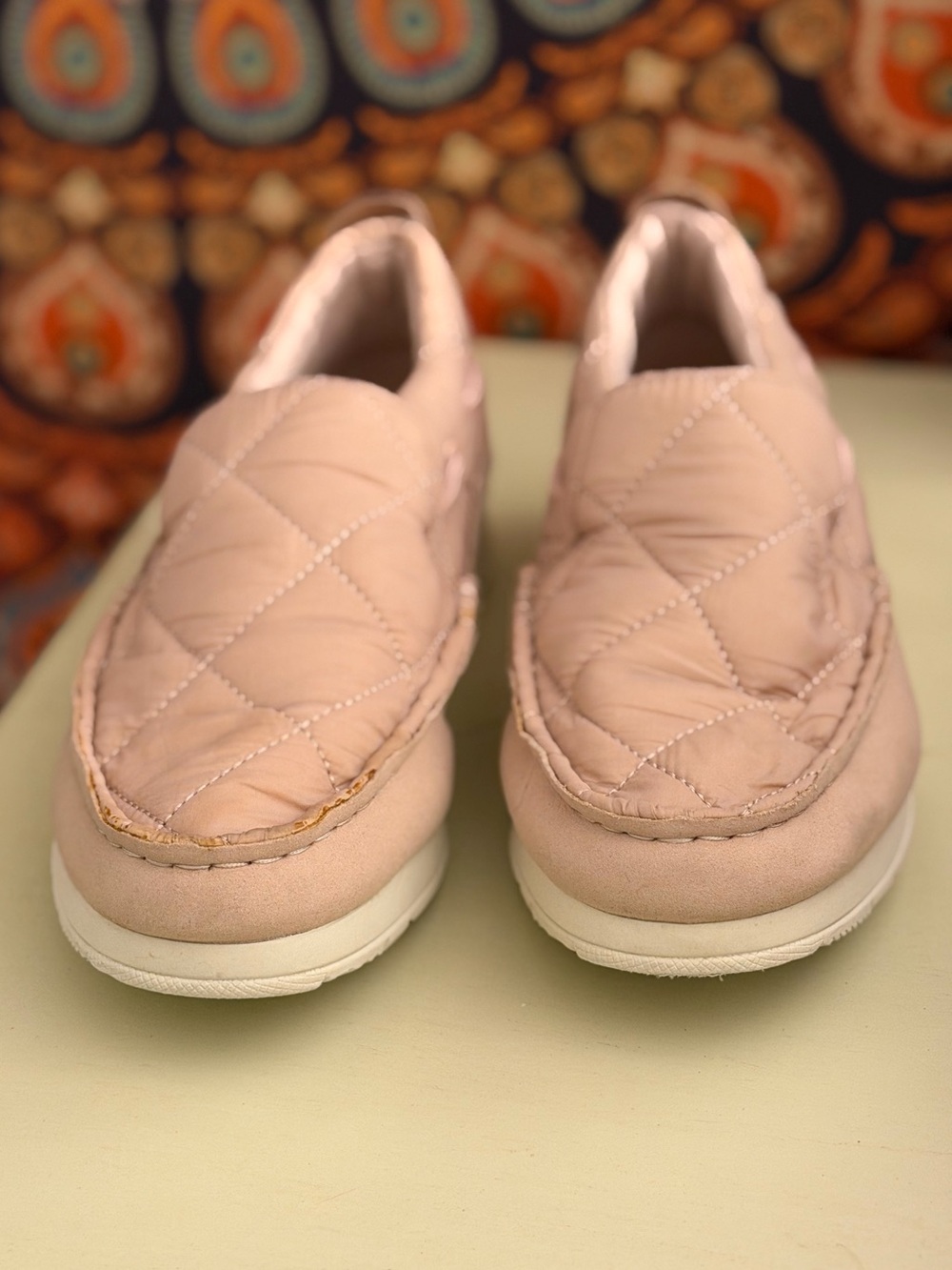 Pink Ladies Sperry size 7.5 good condition quilted slip ons.Very comfortable